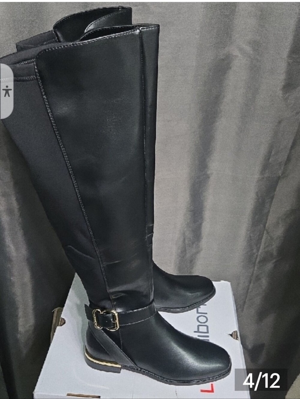 Liz Claiborne Black Over-the-Knee Buckle Riding Boots